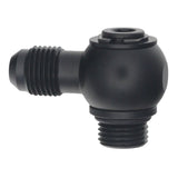 DeatschWerks 6AN ORB Male to 6AN Male Flare Low Profile 90-Degree Swivel - Anodized Matte Black (6-02-0415-B)