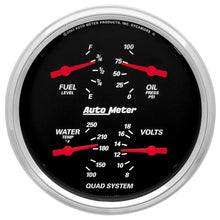 Load image into Gallery viewer, AutoMeter Designer Black 5in Quad Gauge - Fuel Level / Oil Pressure / Water Temperature / Voltmeter (1410)