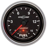 AutoMeter Sport-Comp II Fuel Pressure Gauge 2 5/8in 15PSI Stepper Motor w/ Peak and Warn (7661)