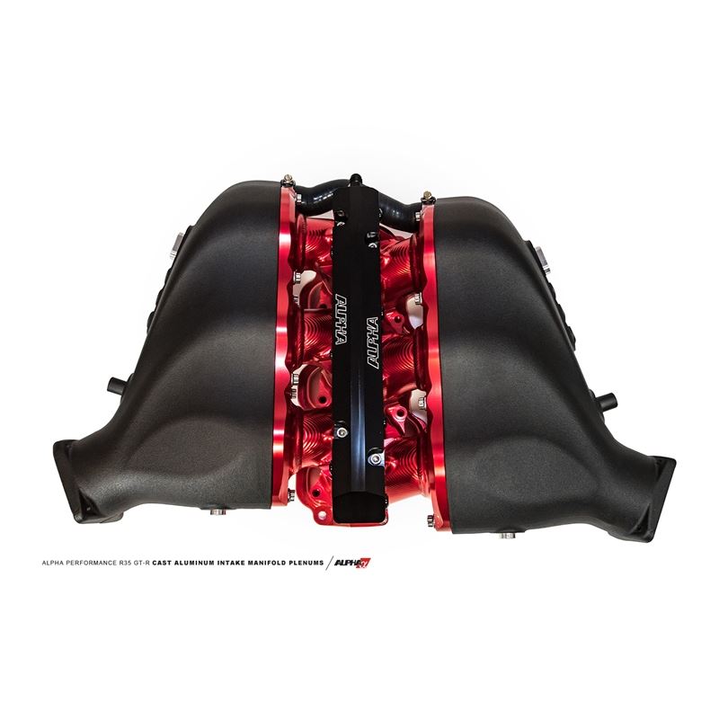 AMS Performance R35 Intake Manifold with Cast Plenums - Standard Fuel Rail (6 injectors), Red (ALP.07.08.0101-54)