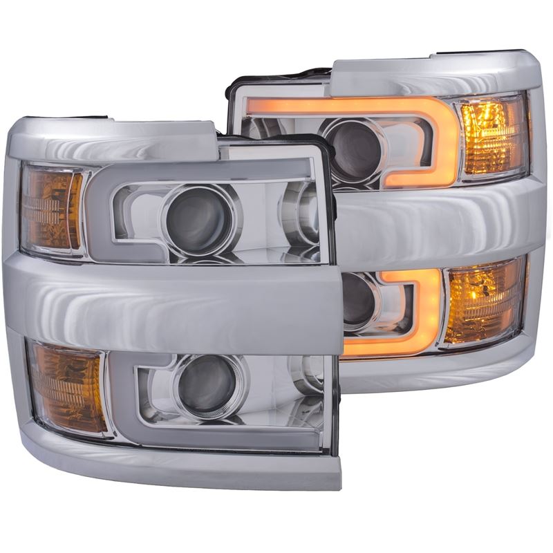 ANZO USA Projector Headlights 15-17 Chevrolet Silverado 2500HD / 3500HD Chrome w/ Chrome Rim (111366)