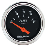 AutoMeter Designer Black 2 1/16in 0 Ohm E to 90 Ohm F Electronic Fuel Level Gauge (1422)