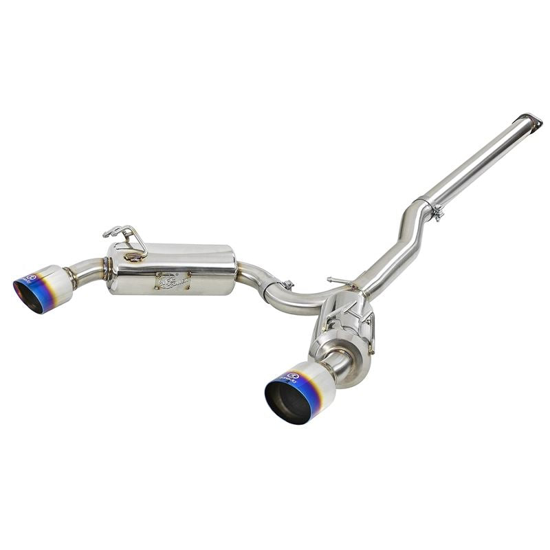 Takeda 3 IN to 2-1/2 IN 304 Stainless Steel Cat-Back Exhaust w/ Blue Flamed Tips (49-36701-L)