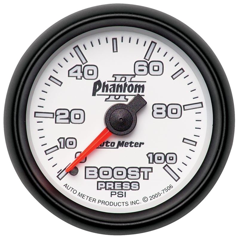 AutoMeter Phantom II 52.4mm Mechanical 0-100psi Boost Gauge (7506)