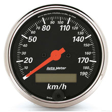 Load image into Gallery viewer, AutoMeter 3-1/8in Electric 0-190km/h Double Chrome Bezel Speedometer Gauge (1487-M)