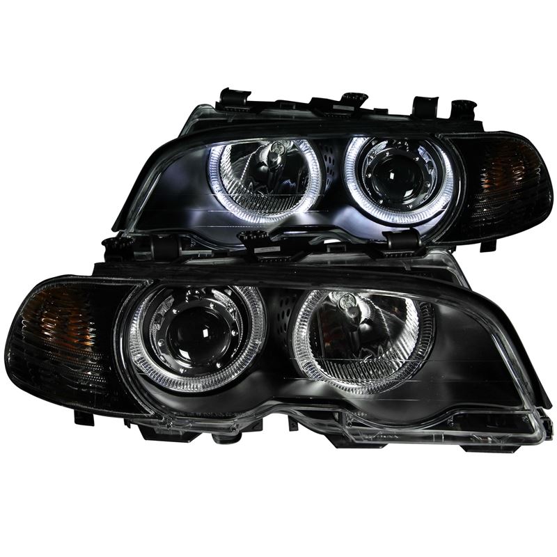 ANZO USA 2000-2003 BMW 3 Series E46 Projector Headlights w/ Halo Black (121269)