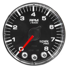 Load image into Gallery viewer, AutoMeter Spek-Pro Gauge Tach 2 1/16in 8K Rpm W/ Shift Light and Peak Mem Blk/Chrm (P334318)