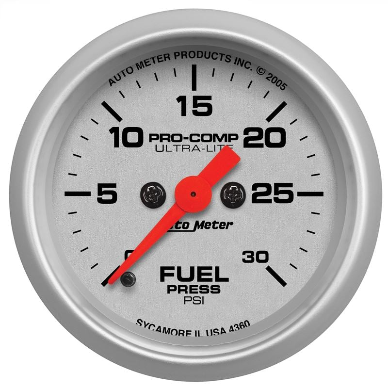 AutoMeter Ultra-Lite 52mm 0-30 PSI Full Sweep Electronic Fuel Pressue Gauge (4360)