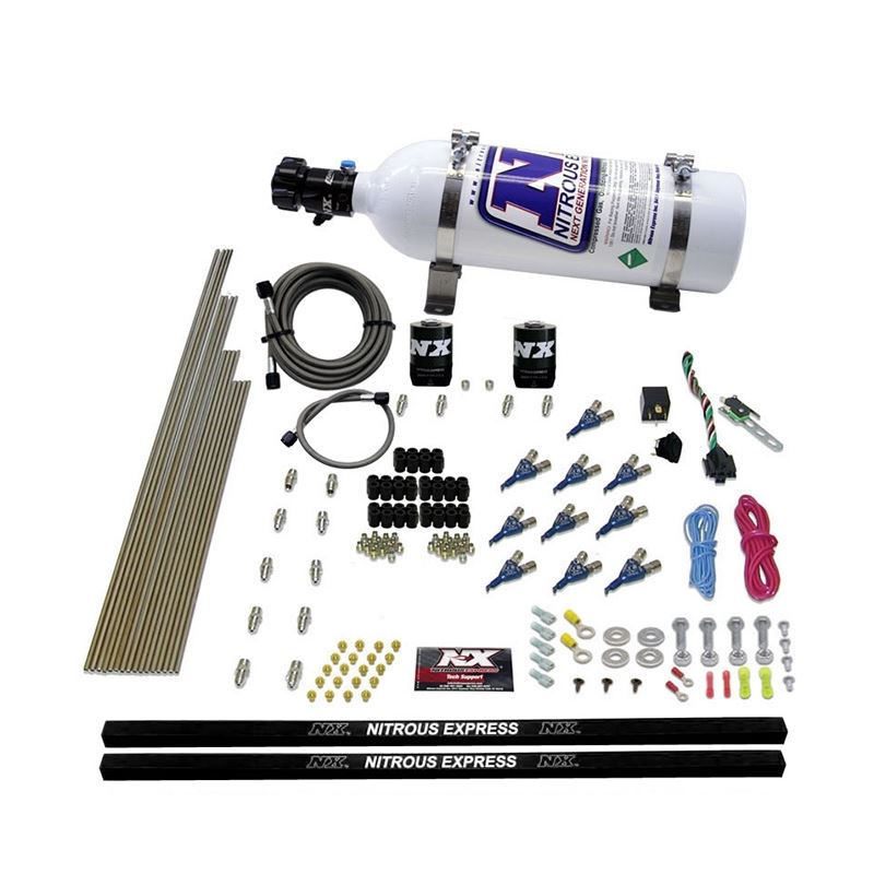 Nitrous Express 10 Cyl Piranha Nozzle Direct Port Nitrous Kit (250-500HP) w/5lb Bottle (81000EFI-05)