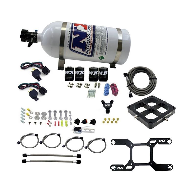 Nitrous Express Dry,Quad Stage Billet Crossbar Plate System 100-2000HP (4500 Flange) W/10Lb Bottle (66447-10)