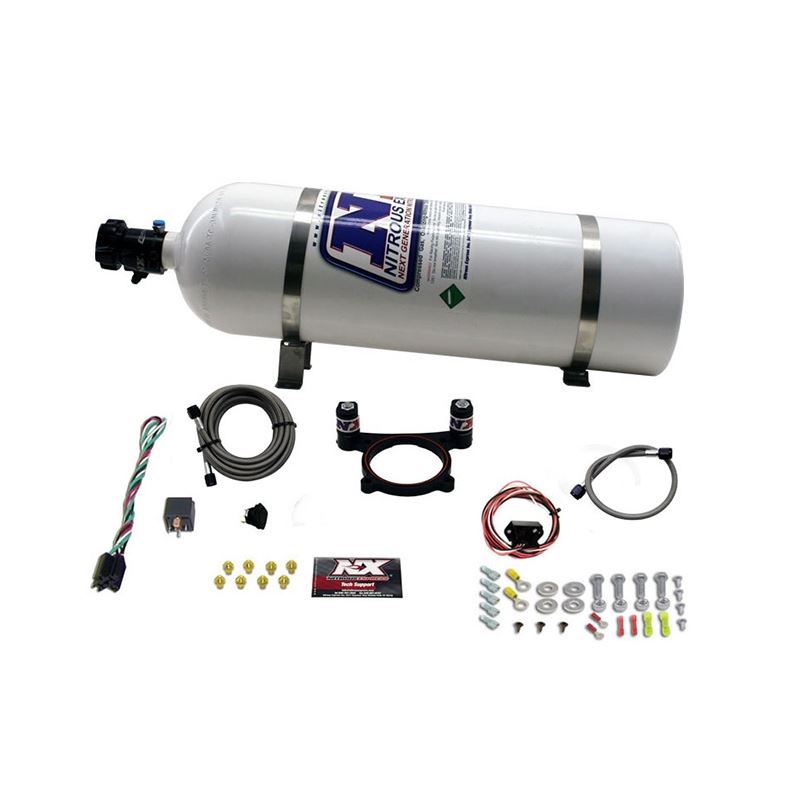 Nitrous Express 11-15 Ford Mustang GT 5.0L Coyote 4 Valve Nitrous Plate Kit (50-200HP) w/15lb Bottle (20948-15)