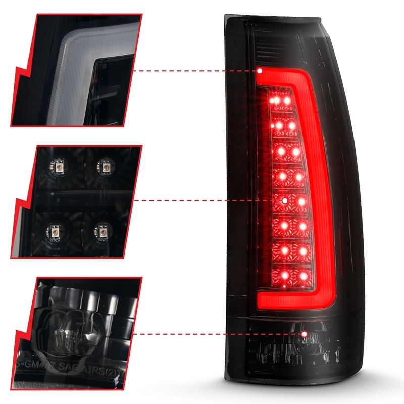 ANZO USA Tail Light Assembly, LED, Smoke Lens, Black Housing, Pair, (311345)