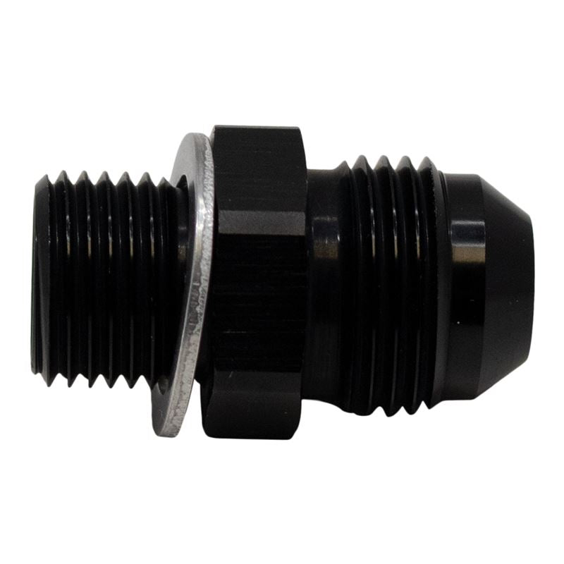 DeatschWerks 8AN Male Flare to M16 X 1.5 Male Metric Adapter (Incl Washer) - Anodized Matte Black(6-02-0619-B)