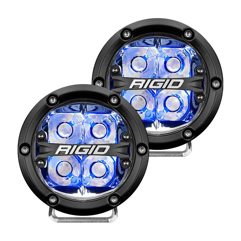 Rigid Industries 360-Series 4in LED Off-Road Spot Beam - Blue Backlight (Pair) (36115)