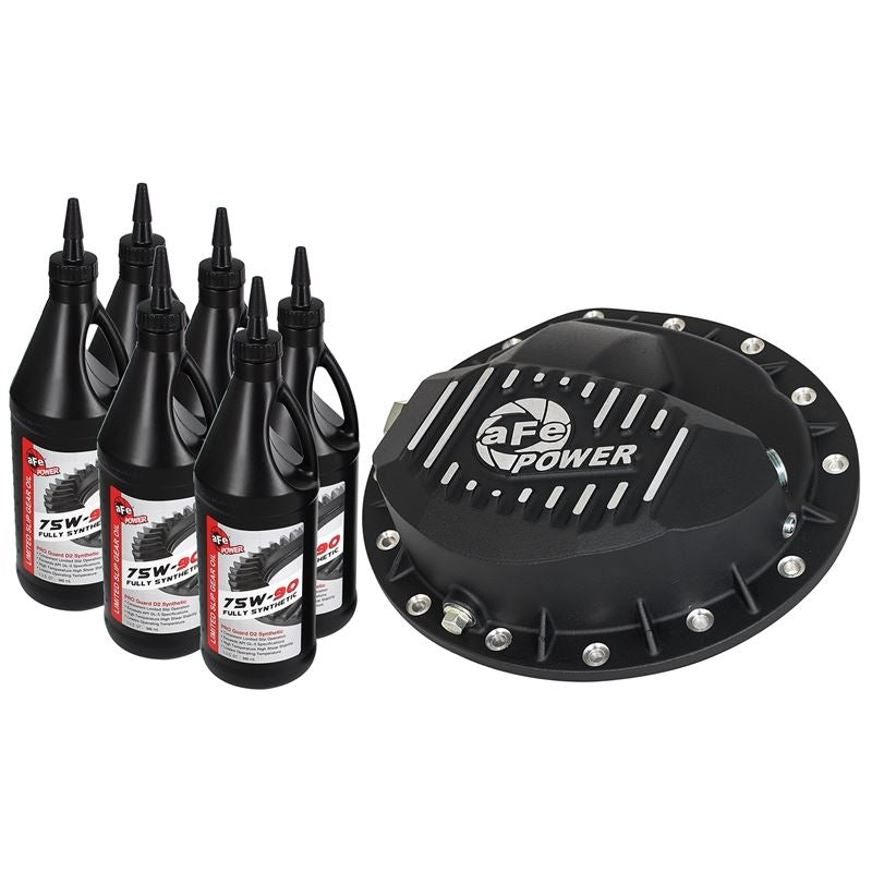 aFe Pro Series Rear Differential Cover Black w/ Machined Fins and Gear Oil (46-70362-WL)