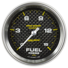 Load image into Gallery viewer, AutoMeter Marine Carbon Fiber 2-1/16in 15 PSI Digital Stepper Motor Fuel Pressure Gauge (200848-40)