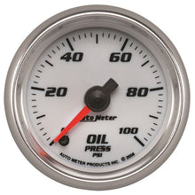 Load image into Gallery viewer, AutoMeter Pro-Cycle Gauge Oil Pressure 2 1/16in 100psi Digital Stepper Motor White (19752)