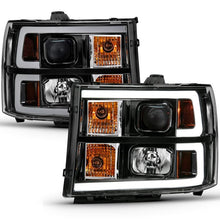 Load image into Gallery viewer, ANZO USA Projector Headlight Set, Clear Lens, Black w/Amber Housing, Pair, w/Plank Style Design (111482)