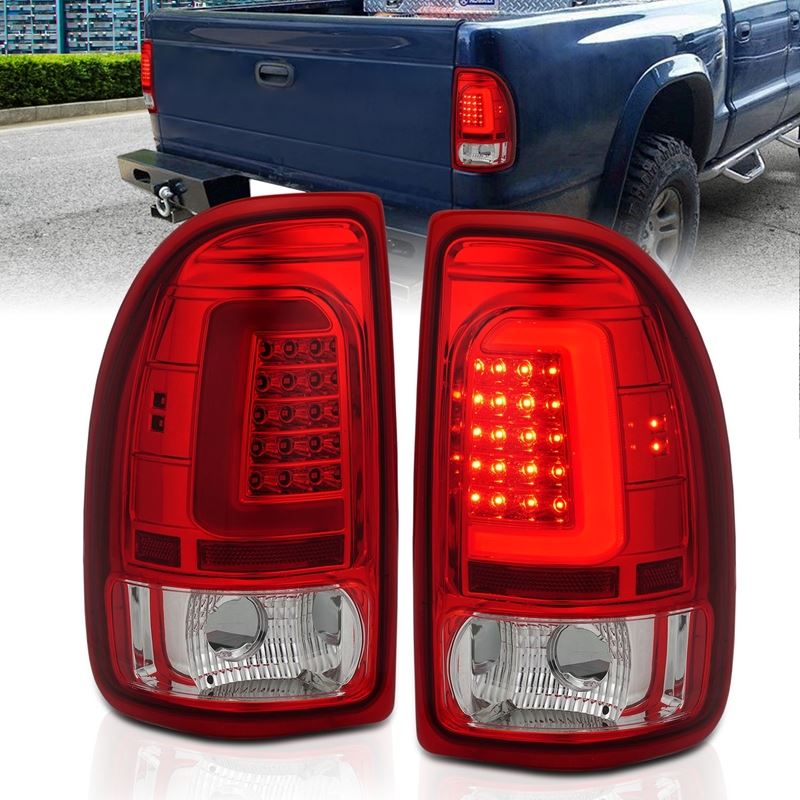 ANZO USA Tail Light Assembly, LED, Red Lens, Chrome Housing, Pair, (311349)