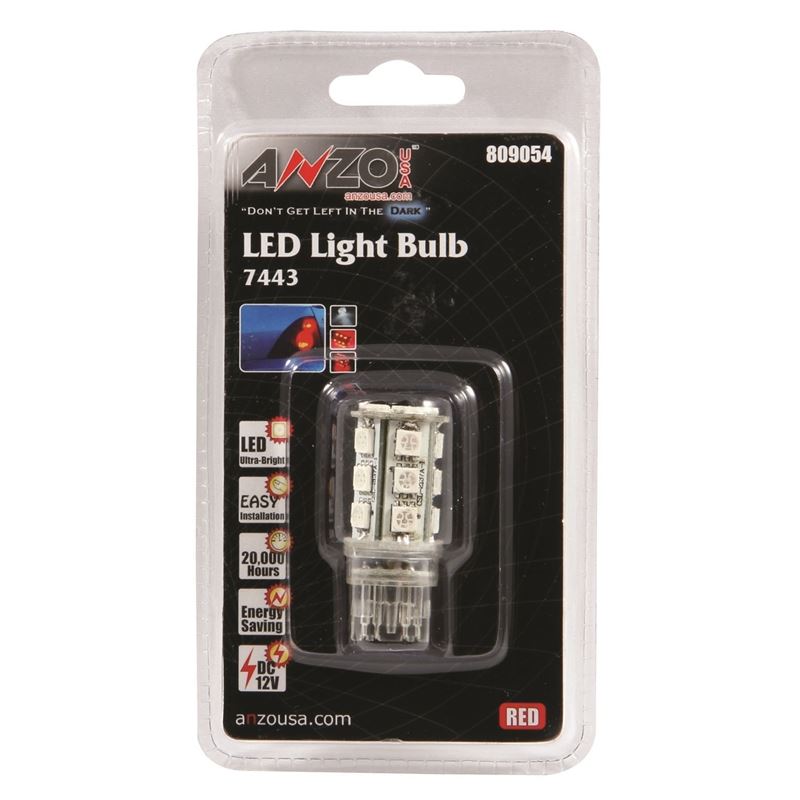 ANZO USA LED Bulbs Universal 7443 Red - 18 LEDs 1 3/4in Tall (809054)