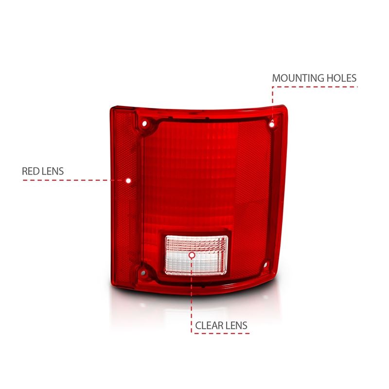 ANZO USA Tail Light Assembly, Red/Clear Lens, w/o Chrome Trim Fleetside, Pair, OE Replacement, (311317)