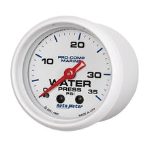 Load image into Gallery viewer, AutoMeter Marine White 2-1/16in 35 PSI Mechanical Water Pressure Gauge (200772)