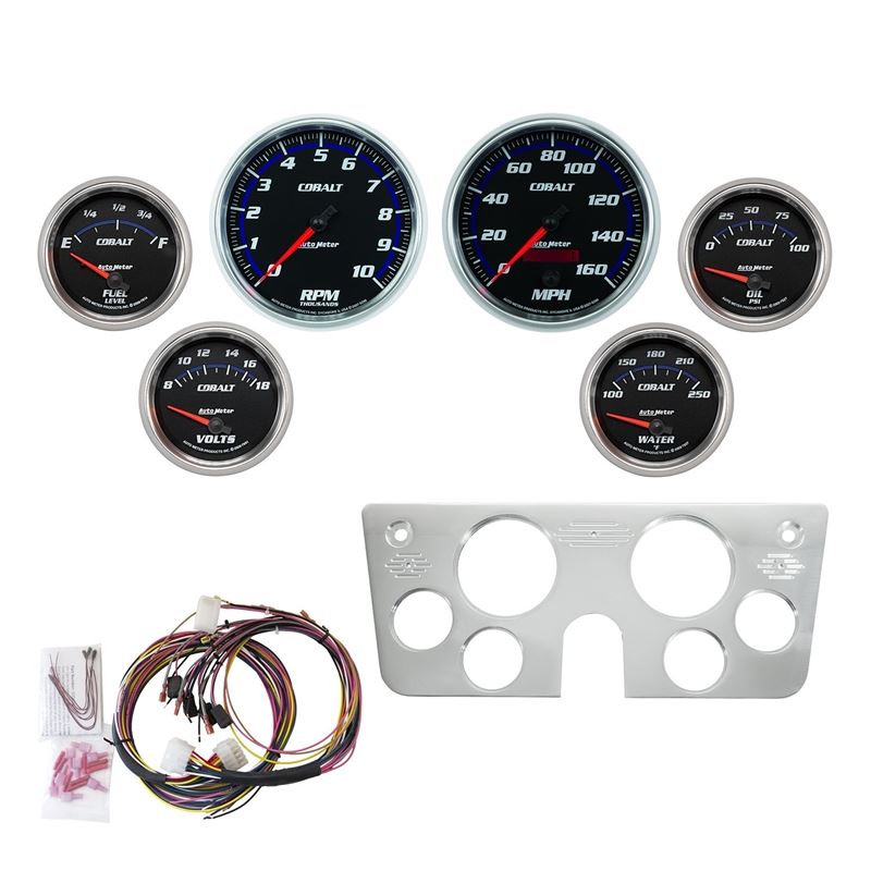 AutoMeter Billet Dash Panel - Tach/MPH Speedo/Oil Press/Water Temp/Volt - Cobalt for 67-72 GM Truck (7045-CB)