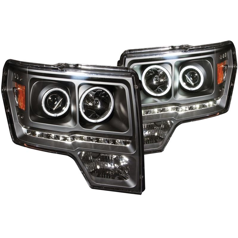 ANZO USA 2009-2014 Ford F-150 Projector Headlights w/ Halo Black (CCFL) G2 (111298)