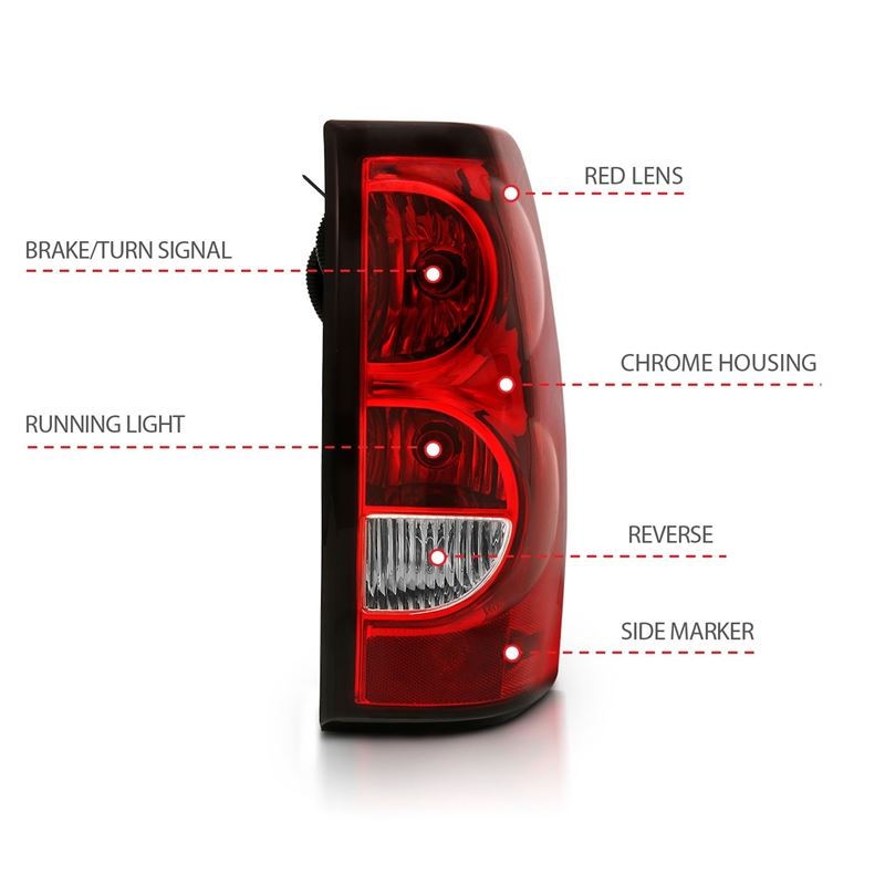 ANZO USA Tail Light Assembly, Red/Clear Lens, w/Black Trim, OE Replacement, (311302)