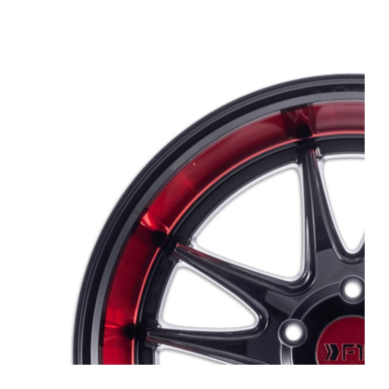 F1R F102 18x8.5 - Gloss Black/ Red Lip Wheel