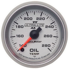 Load image into Gallery viewer, AutoMeter Ultra-Lite II 52mm 140-280 Deg F Full Sweep Electric Oil Temperature Gauge (4956)