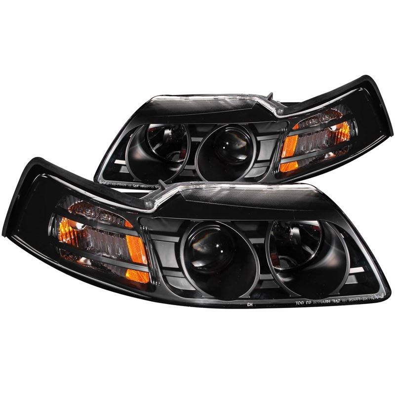 ANZO USA 1999-2004 Ford Mustang Projector Headlights Black (121042)