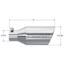 Load image into Gallery viewer, MBRP Exhaust Tip. 4 1/2in. O.D. SW Angle Rolled End. 2 1/2in. let 11in. length. T304 (T5160)