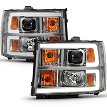 Load image into Gallery viewer, ANZO USA Projector Headlight Set, Clear Lens, Chrome w/Amber Housing, Pair, w/Plank Style Design (111483)