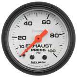 AutoMeter Phantom 2-1/16in 0-100 PSI Mechnical Exhaust (Drive) Pressure Gauge (5726)