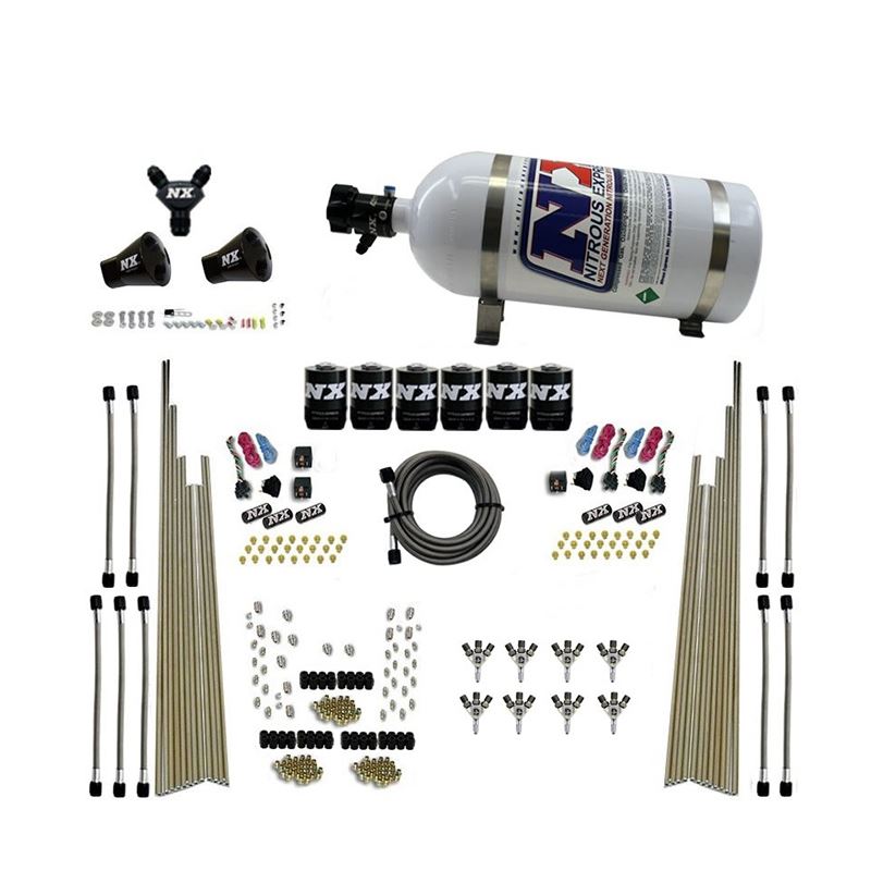 Nitrous Express 8 Cyl Triple-D Dry Direct Port 3 Stage Dry 6 Solenoids Nitrous Kit w/10lb Bottle (80020-10)