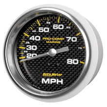 Load image into Gallery viewer, AutoMeter Gauge Speedometer 3-3/8in 80MPH Mechanical Marine Carbon Fiber (200753-40)