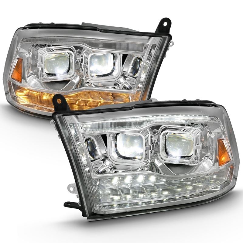 ANZO USA LED Projector Headlight w/Plank Style Switchback Chrome w/Amber Pair (111465)