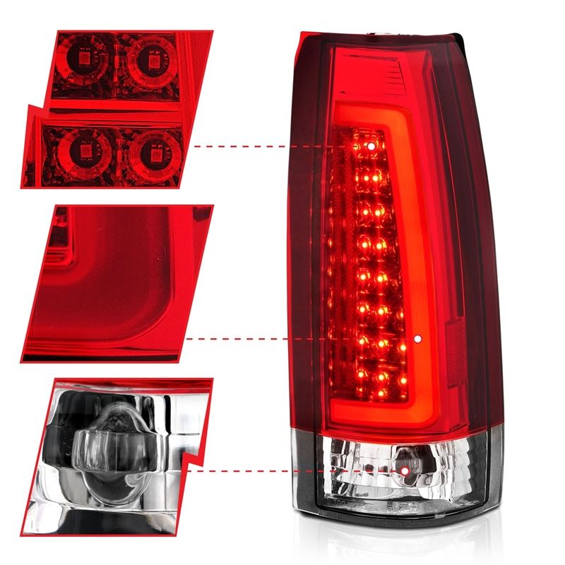 ANZO USA Tail Light Assembly, LED, Red/Clear Lens, Chrome Housing, Pair, (311346)