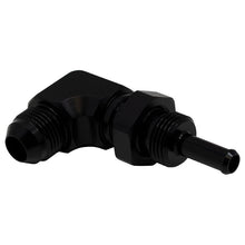 Load image into Gallery viewer, DeatschWerks 8AN Male Flare to 5/16in Male Barb Bulkhead Adapter 90-Degree - Anodized Matte Black(6-02-0713-B)