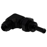 DeatschWerks 8AN Male Flare to 5/16in Male Barb Bulkhead Adapter 90-Degree - Anodized Matte Black(6-02-0713-B)