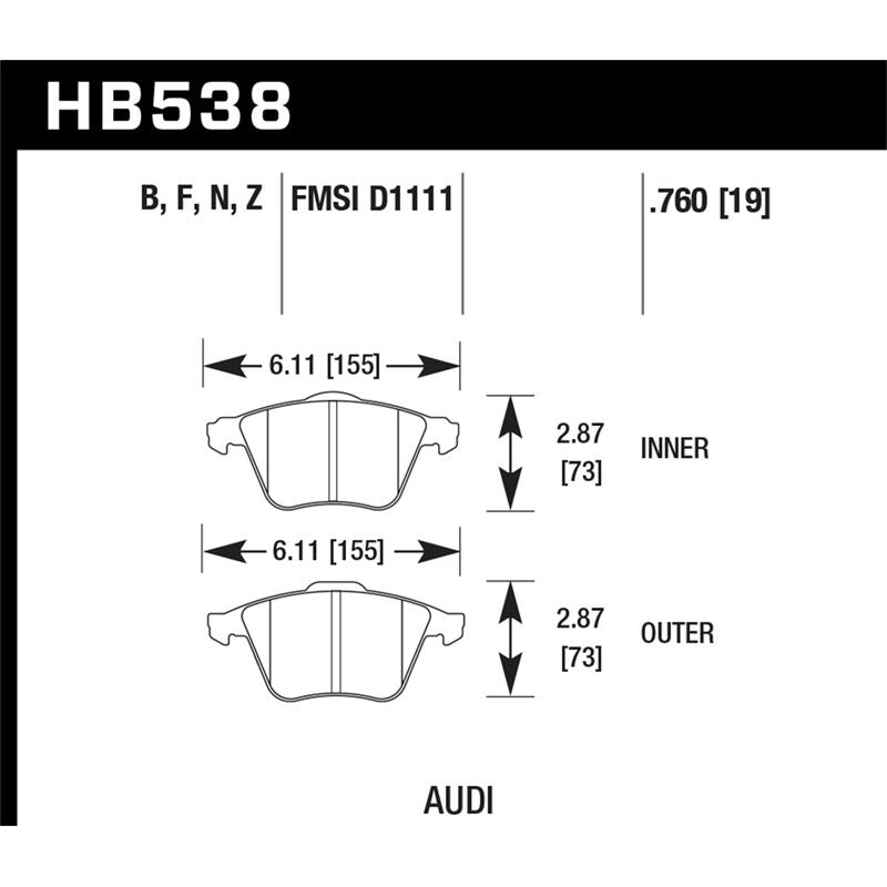 Hawk Performance HP Plus Brake Pads (HB538N.760)