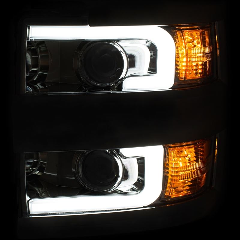 ANZO USA 2015-2016 Chevrolet Silverado Projector Headlights w/ Plank Style Design Chrome w/ Amber (111360)