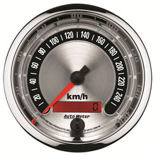 Load image into Gallery viewer, AutoMeter American Muscle 85.7mm Electric Programmable Metric 260kph Speedometer (1288-M)