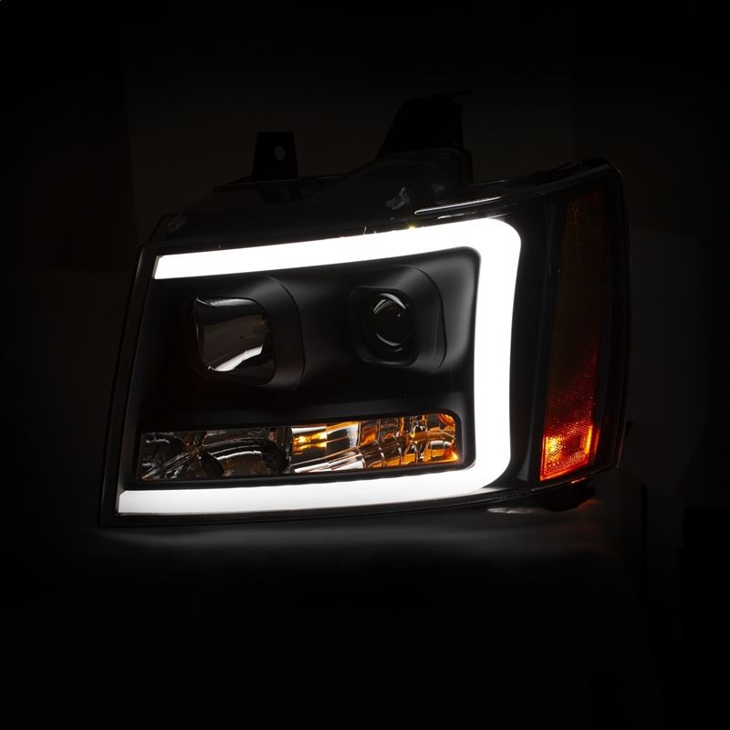 ANZO USA Projector Headlights w/Plank Style Switchback, Black w/Amber, Pair (111402)