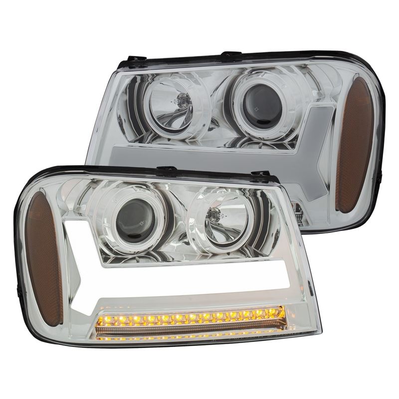 ANZO USA 2006-2009 Chevrolet Trailblazer Projector Headlights w/ Plank Style Design Chrome w/ Amber (111391)