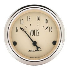 Load image into Gallery viewer, AutoMeter 2-1/16 inch Electric Voltmeter 18V Antique Beige Gauge (1891)