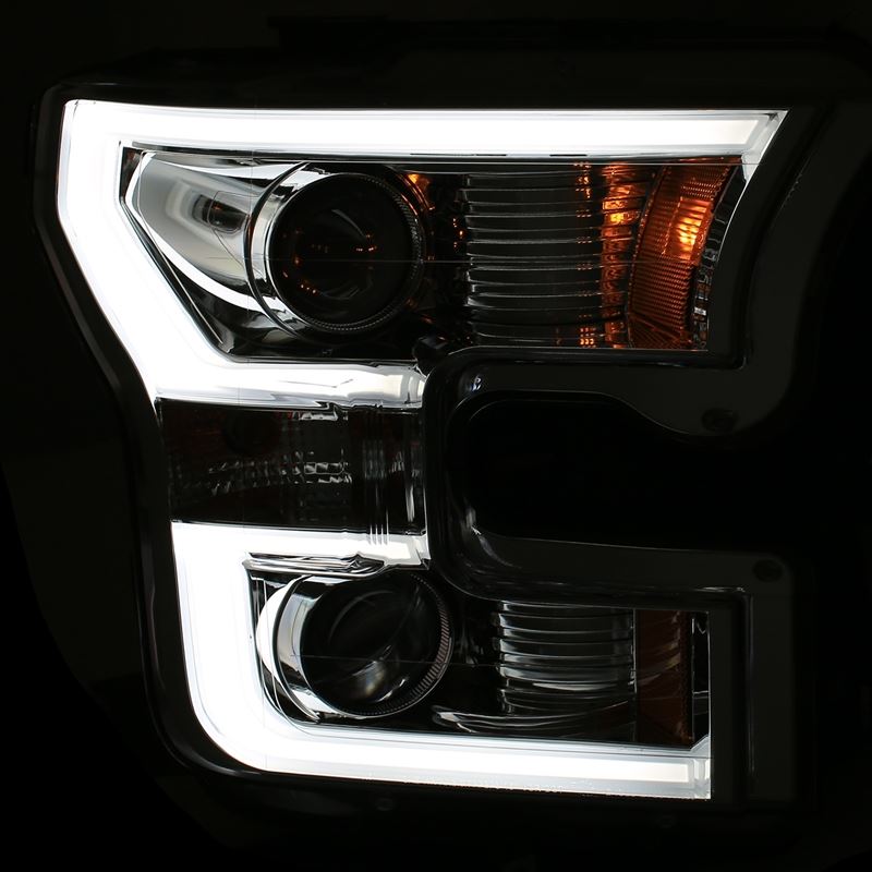 ANZO USA 2015-2016 Ford F-150 Projector Headlights w/ Plank Style Design Chrome w/ Amber (111348)