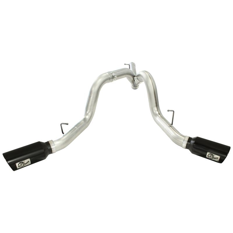 aFe Large Bore-HD 4 IN 409 Stainless Steel DPF-Back Exhaust System w/Black Tip (49-44043-B)