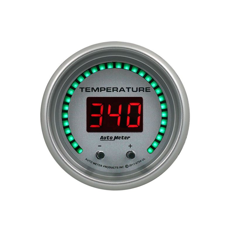 AutoMeter 52.4mm Silver Switchable 60-340 Degrees F/40-170 Degrees C Ultra-Lite Elite Digital Gauge (6754-UL)